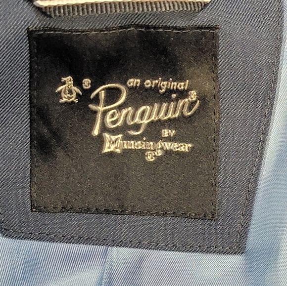 Original Penguin By Munsingwear Navy Birdseye Stretch Suit Jacket Mens 42L - Picture 15 of 16